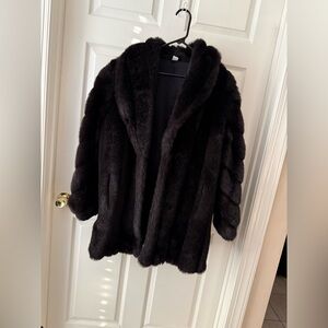 Elegant Black Faux Fur Coat